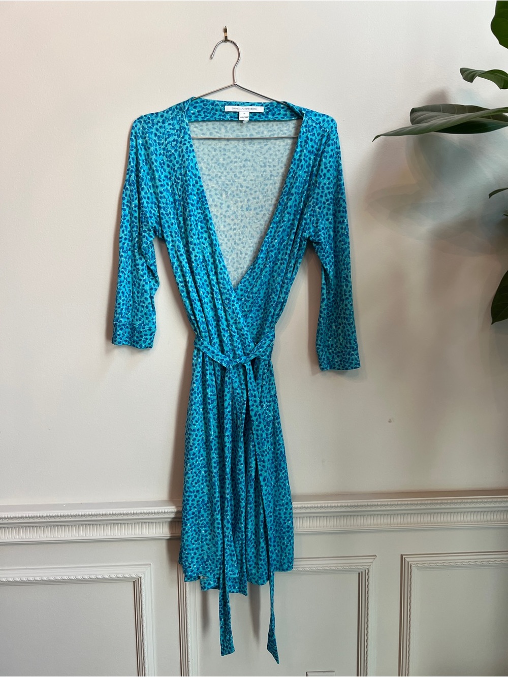 DVF Wrap Dress in Teal Animal Print